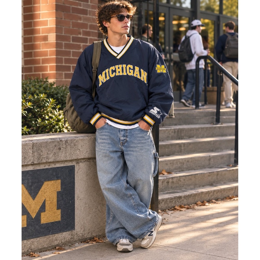 Michigan Starter Windbreaker Jacket (Small)